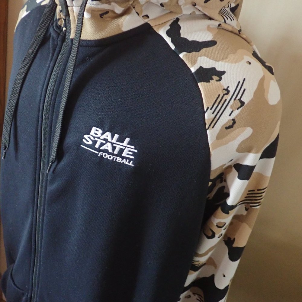 Nike Ball State Football Jacket Black/Camo Mock Neck Sz XLT